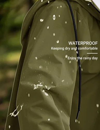 Miniatura 3 de COOFANDY Chaqueta impermeable para hombre con capucha, impermeable, ligera, activa, larga