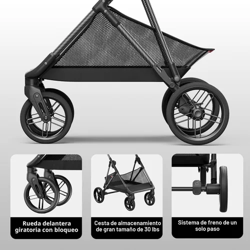 Miniatura 7 de MAMAZING Air Lux - Cochecito de bebé, marco de fibra de carbono de solo 15.8 libras, cochecito plegable compacto para niños pequeños con asiento Gris