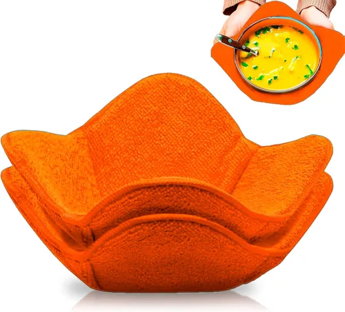 Miniatura 6 de Juego de 2 almohadillas calientes rojas para microondas, soportes para ollas, acogedores para alimentos, Ooma, ramen o tazón de sopa acogedor