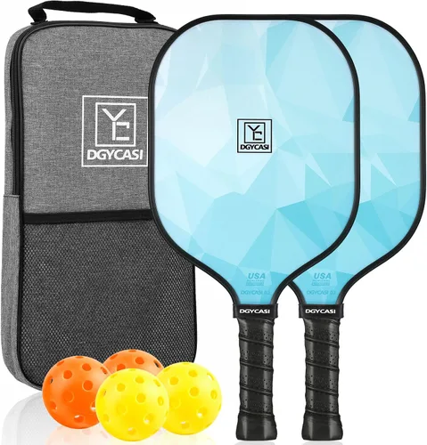 Miniatura 11 de YC DGYCASI Juego de 2 palas de pickleball aprobadas por USAPA 2026, raquetas ligeras de fibra de vidrio para pickleball, paquete de 2, 2 pelotas