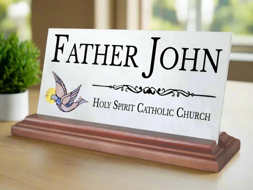 Miniatura 6 de Placa de identificación cristiana personalizada para pastores o trabajadores de la iglesia, mármol sólido (Christian3)