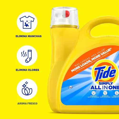 Miniatura 4 de Tide Simply Liquid - Detergente para ropa, aroma refrescante de brisa, 138 cargas, 182 onzas líquidas, detergente todo en uno