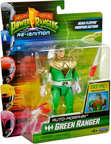 Miniatura 9 de Power Rangers Re-Ignition - Figura de acción de 6 pulgadas Auto Morphin, Green Ranger