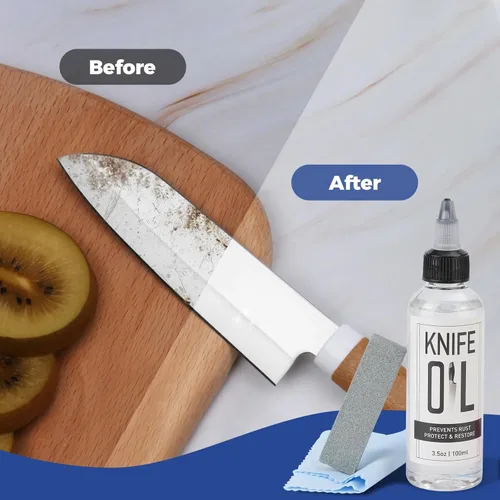 Miniatura 4 de Aceite de hoja de cuchillo y aceite de afilado – Aceite de mantenimiento de cuchillos evita el óxido – Cuchillos eliminadores de óxido que protege