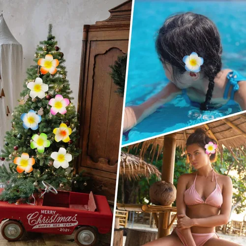 Miniatura 4 de 100 pétalos artificiales de plumeria rubra hawaiana de espuma de Frangipani de 2.4 pulgadas de diámetro, para decoración de bodas, fiestas