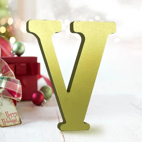 Miniatura 21 de AOCEAN Letras de madera dorada de 6 pulgadas, letras de madera sin terminar para decoración de pared, letras decorativas de pie en rodajas, tablero