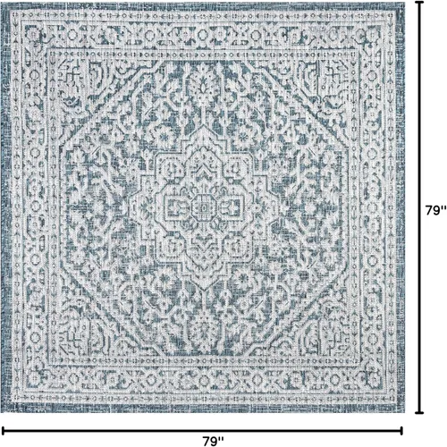 Miniatura 114 de Eyely BMS101D-28 - Alfombra de pasillo con textura de medallón de Santa Mónica Slesi, para interiores y exteriores, estilo costero, bohemio, Gris