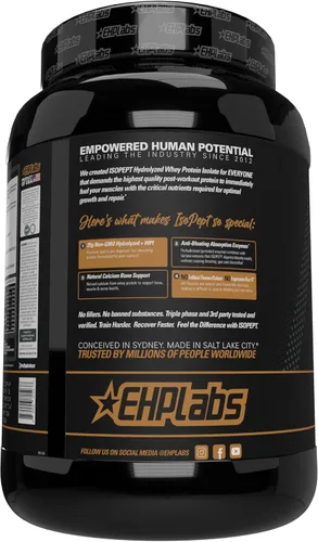 Miniatura 8 de IsoPept Proteína de Suero Hidrolizada en Polvo por EHPlabs - 100% Aislado e Hidrolizado de Proteína de Suero, 27g de Proteína, Sin OMG, Sin Gluten