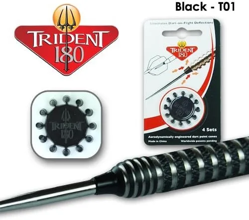 RED DRAGON Trident 180 - Conos de punta de dardos - Plata, Rojo, Blanco o Negro