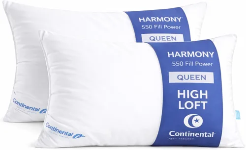 Miniatura 23 de Continental Bedding Harmony White Goose Down Pillow 550 Fill Power Medium Loft 100% algodón 300 hilos Shell tamaño estándar 1 paquete fabricado