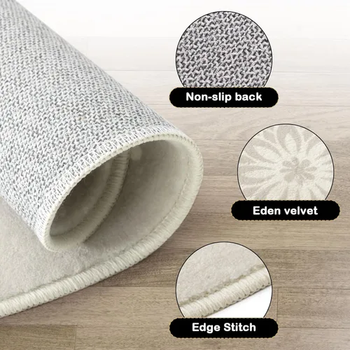 Miniatura 3 de Carvapet Alfombra redonda de 3 pies, alfombra circular con estampado de mandala, antideslizante, lavable, suave para entrada, baño, guardería