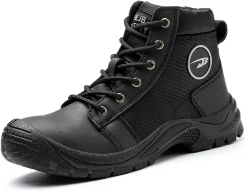 NBUUNBU Botas de trabajo con punta de acero para hombres, zapatos de trabajo de seguridad, antideslizantes, resistentes a la abrasión, con