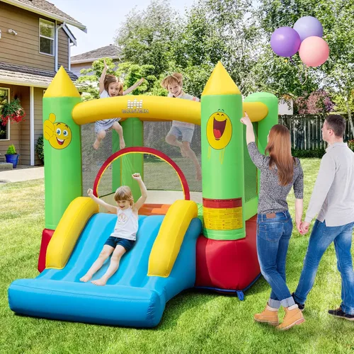 Miniatura 4 de Casa de rebote inflable BOUNTECH, castillo hinchable para niños para interiores y exteriores con área de salto resistente, tobogán, soplador