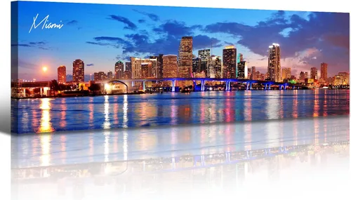 Miniatura 23 de DJSYLIFE - Cuadros de pared con paisaje urbano de Boston, lienzo impreso en colores, imágenes nocturnas de la ciudad de EE. UU., pósteres