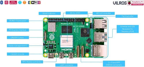 Miniatura 3 de Vilros Raspberry Pi 5 Starter Kit MAX - Enfriamiento Turbo de Aluminio - (Edición de 128 GB) - (4 GB de RAM)