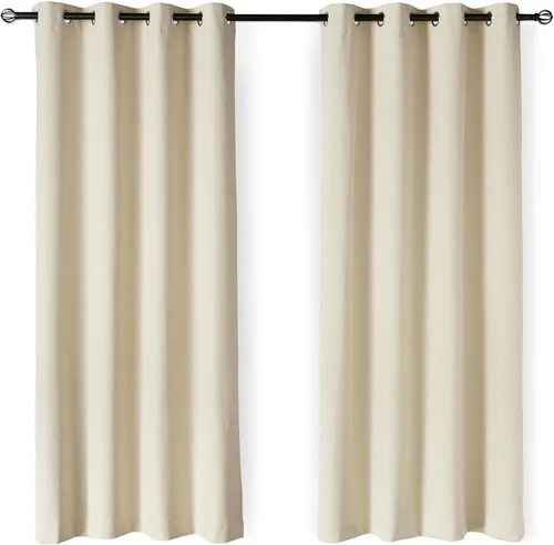 Miniatura 10 de Amazon Basics Cortinas 100% opacas con ojales, 2 paneles, 52 x 84 pulgadas, beige