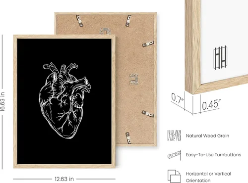 Miniatura 3 de HAUS AND HUES Impresión artística de corazón negro, 12 x 16 pulgadas, enmarcada, beige