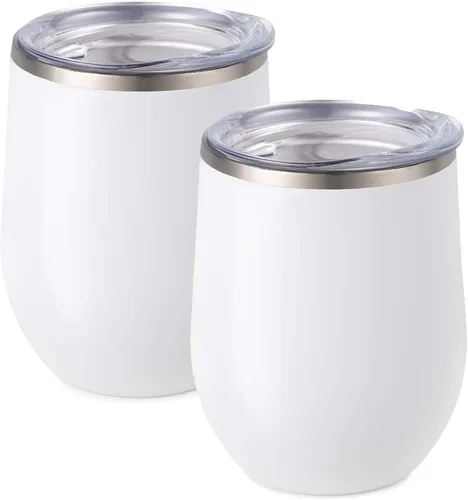 Miniatura 17 de Maars Bev - Vaso de vino de acero inoxidable sin tallo con tapa, aislado al vacío de 12 onzas, a prueba de derrames, apto para viajes, vasos midnight