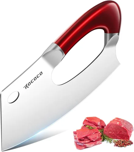 ROCOCO Cuchillo de Carnicero Único Ahorro de Esfuerzo Cuchillo de Cocina Profesional Cuchillos de Chef de Acero Inoxidable para Cortar Carne y Rojo