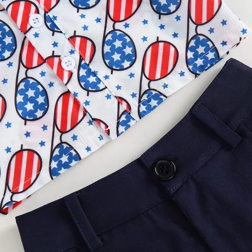 Miniatura 6 de AEEMCEM Conjunto de pantalones cortos estilo vaquero con estampado de vaca de manga corta y botones para bebé, conjunto de pantalones cortos