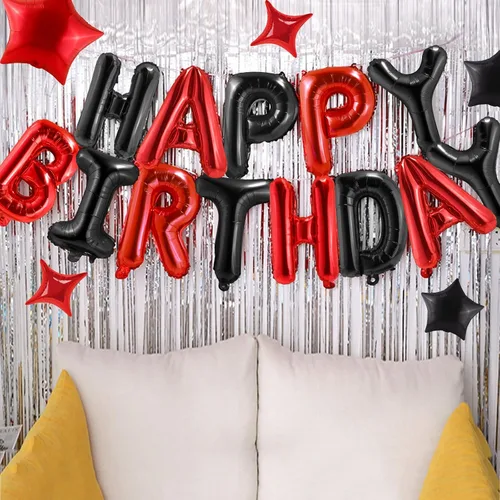 Miniatura 5 de CANREVEL Cartel de feliz cumpleaños, 13 letras de papel de aluminio de Mylar de 16 pulgadas con 12 globos de estrella, decoraciones de fiesta