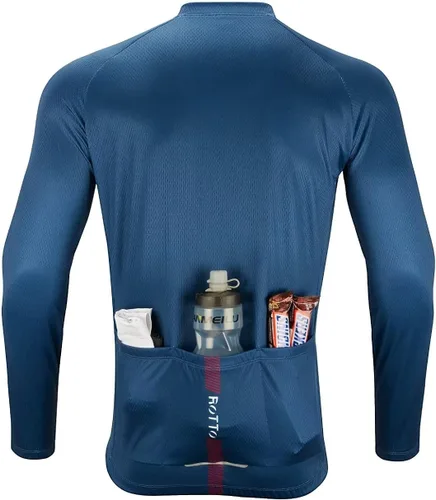 Miniatura 3 de ROTTO Camiseta de ciclismo para hombre, manga larga, serie Simple Line