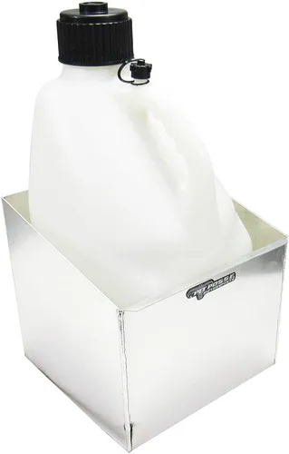 Miniatura 2 de Pit Posse Soporte individual de aluminio 429 para jarra de combustible, fabricado en Estados Unidos, remolque cerrado de carreras, tienda plateado