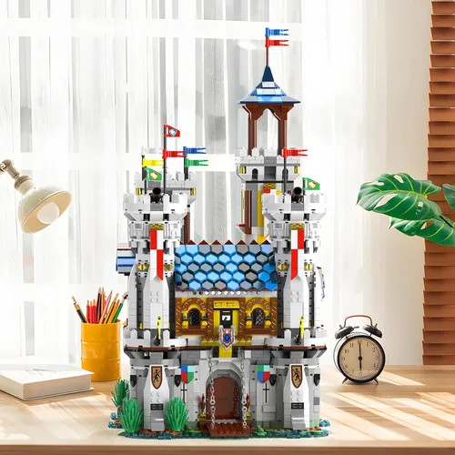Miniatura 6 de JMBricklayer Juego de construcción de castillo medieval para adultos, ideas de modelo de casa, juego de construcción con luz LED, coleccionable