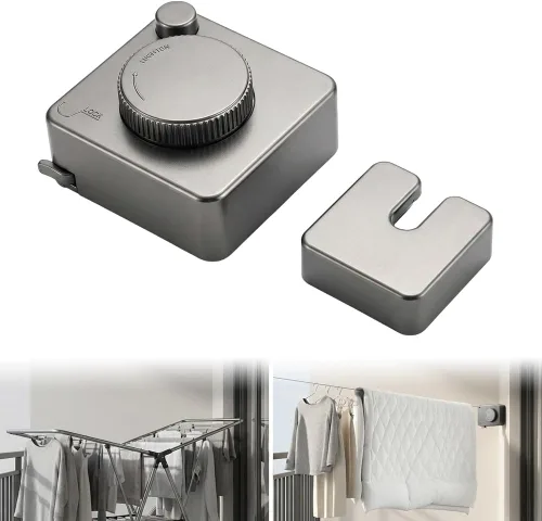 Tendedero retráctil para interiores y exteriores con diseño anticaída, nuevo tendedero retráctil 2026 para baño, tendedero de acero inoxidable Plata