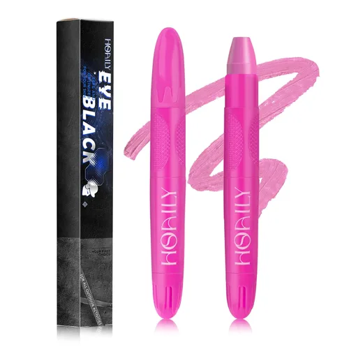 HOSAILY Palo negro de ojos, pintura facial deportiva rosa para sóftbol, béisbol, fútbol, lacrosse, larga duración, crema, pintura corporal en barra