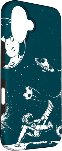 Miniatura 3 de Funda para iPhone 16 para teléfono de fútbol, amante del fútbol, jugador de fútbol espacial, funda de astronauta