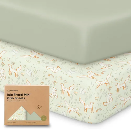 Miniatura 20 de Sábanas ajustadas para Pack and Play - Paquete de 2 sábanas mini para cuna para Pack N Play, colchón 38x26, ropa de cama suave y acogedora