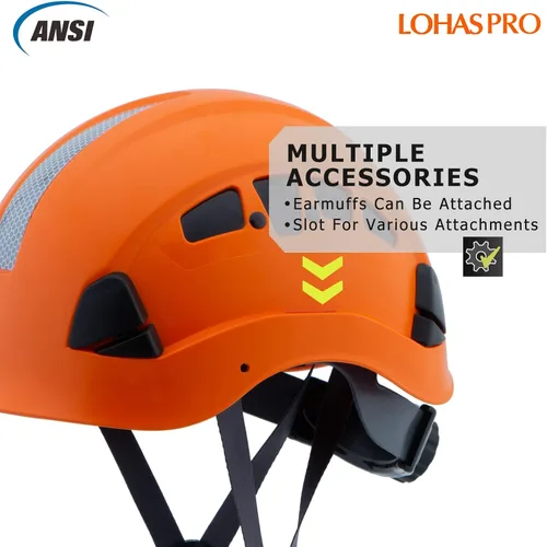 Miniatura 2 de Cascos de Seguridad para Construcción Aprobados por ANSI Z89.1 OSHA, LOHASPRO Casco Duro Ventilado Naranja para Hombres Trabajadores con Correa