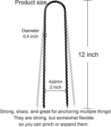 Miniatura 2 de Estacas de viento para cama elástica de 12 pulgadas, estacas resistentes en forma de U para suelo, kit de anclaje de amarre para trampolín