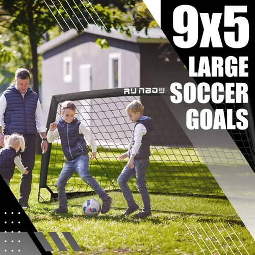 Miniatura 2 de Portería de fútbol infantil de 9 x 5 pies con bolsa de transporte, red de fútbol plegable portátil para entrenamiento en el patio trasero, uso