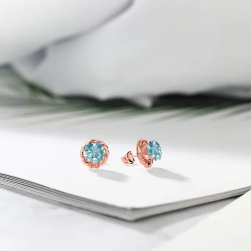 Miniatura 253 de Gem Stone King Aretes de plata de ley 925 de 0.236 in con piedra natal redonda para mujer
