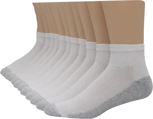 Miniatura 15 de Hanes Calcetines dobles resistentes para hombre, que disipan la humedad del cuello redondo y el tobillo, color blanco y negro, varios paquetes