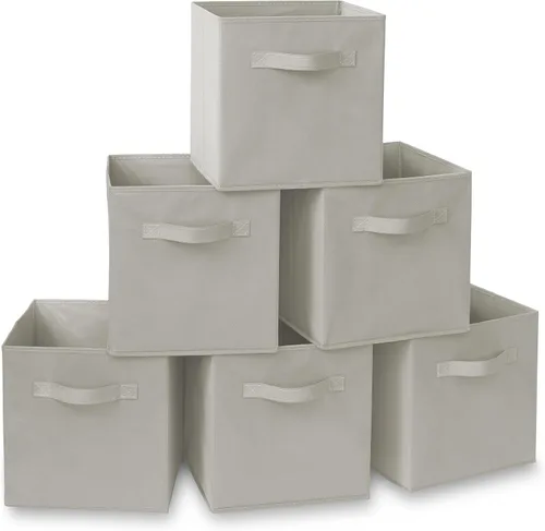 Miniatura 16 de Casafield juego de 6 cubos de almacenamiento plegables de tela, canastas de tela plegables de 11 pulgadas, para estantes, cubos organizadores