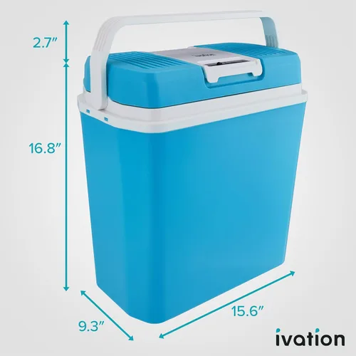 Miniatura 8 de Ivation Enfriador y calentador eléctrico con asa Refrigerador termoeléctrico portátil de 24 L para vehículos y camiones Cable de alimentación