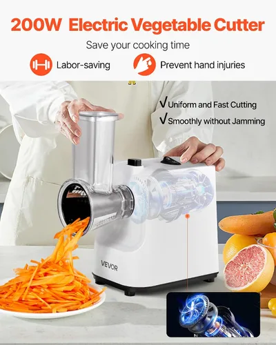 Miniatura 2 de VEVOR Rallador Eléctrico de Queso Fabricante de Ensaladas, Disparador de Ensaladas de 200W, Rebanador Triturador Picador Eléctrico de Vegetales