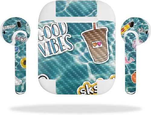 Miniatura 7 de MightySkins - Skin de fibra de carbono para Apple Airpods – Vsco Girl Acabado de fibra de carbono texturizado protector, duradero Fácil