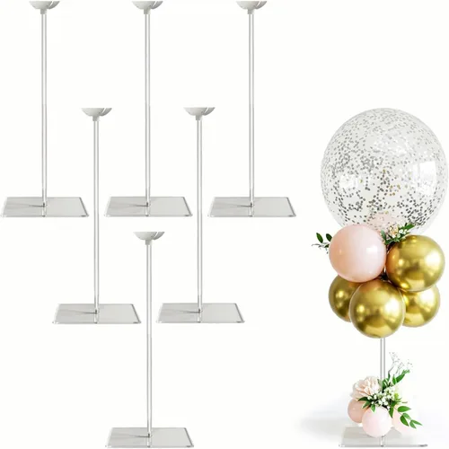 lightsfever Kit de soporte acrílico reutilizable para globos, exhibición de mesa resistente con palos y base, soportes de globos para centros de