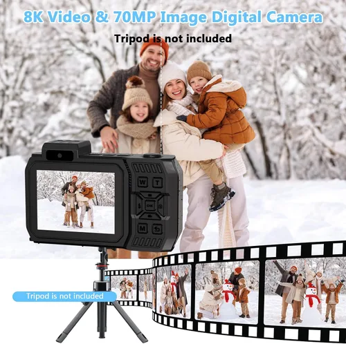Miniatura 2 de Cámara Digital Impermeable 8K para Esnórquel: 70MP 33FT Cámara Subacuática Compacta Resistente HD de Doble Pantalla con Zoom de 18X Selfie, Tarjeta