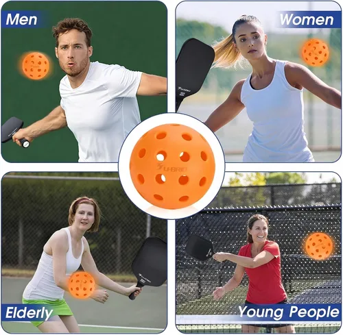 Miniatura 9 de Paquete de 3/4/12 pelotas de pickleball para exteriores de grado profesional de 40 agujeros, probadas por jugadores con diseño resistente al viento