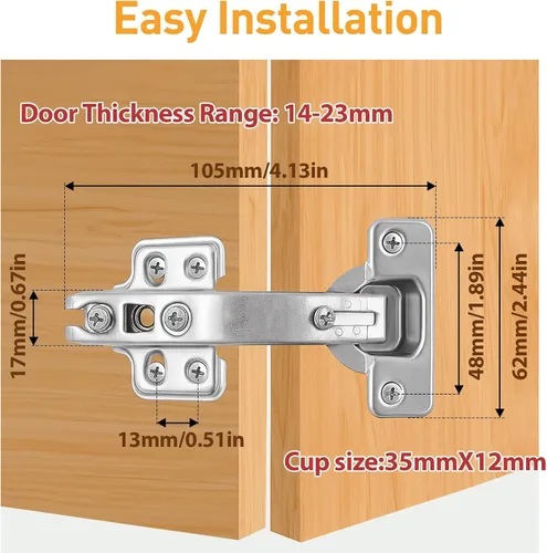 Miniatura 2 de TamBee Bisagras de gabinete de esquina, bisagras de puerta Lazy Susan de 135° – Ajuste 3D de 1.92 pulgadas para cocina de esquina, bisagras