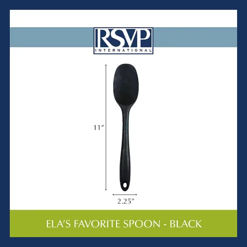 Miniatura 7 de RSVP International (ELA-WH) Cuchara de espátula de silicona favorita de Ela, negro, 11 pulgadas, silicona sin BPA, mezcla de baterías gruesas