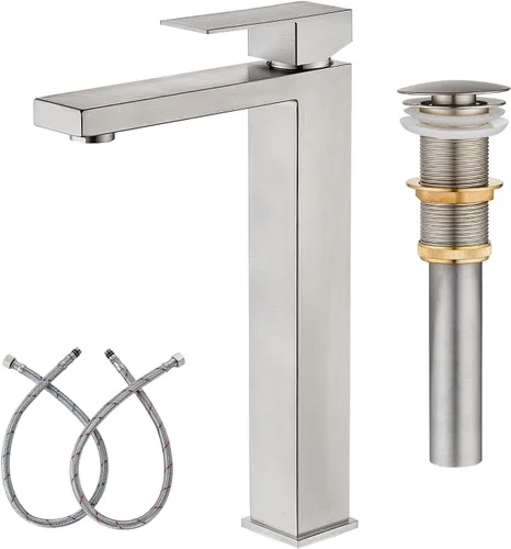 Miniatura 10 de AVSIILE llave de baño dorada cepillada, llave de baño dorada de un solo agujero, llave moderna de una sola manija de acero inoxidable para fregadero