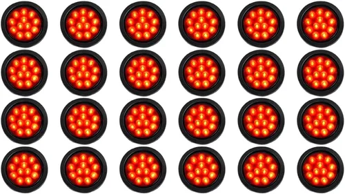 Miniatura 17 de Kit de tapones de cableado con cubierta de hule para luz trasera LED redonda de 4", 12 ledes, para RV, camioneta Luz roja - Lente transparente