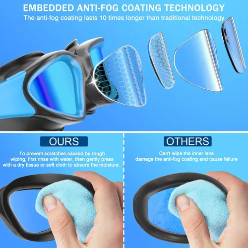 Miniatura 3 de Paquete de 2 gafas de natación, diez veces mayor de larga duración, anti niebla, gafas de natación para adultos, hombres y mujeres, sin fugas, clip