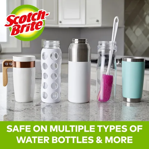 Miniatura 4 de Scotch-Brite Limpiador de botellas de agua, seguro en vidrio, plástico y acero inoxidable (paquete de 2)